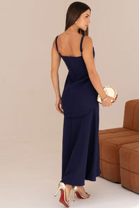 Vestido Antonella Longo Com Alca e Fenda - Azul Marinho