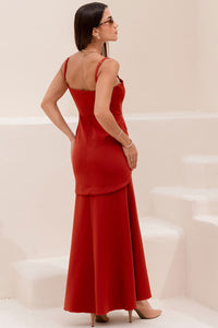 Vestido Antonella Longo Com Alca e Fenda - Ferrugem