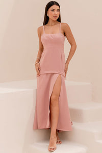 Vestido Antonella Longo Com Alca e Fenda - Rosê