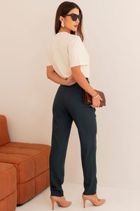 Blusa Tamires Manga Curta Com Detalhe Metal - Off White