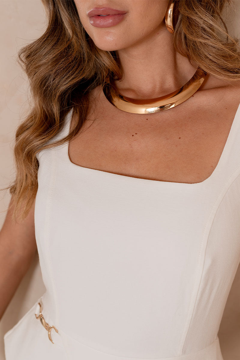 Vestido Tiffany Curto Peplum - Off White