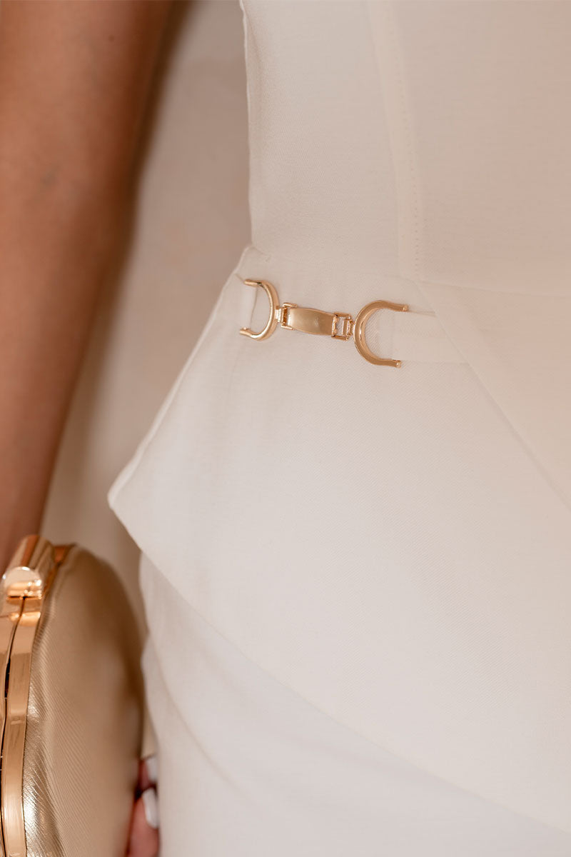 Vestido Tiffany Curto Peplum - Off White