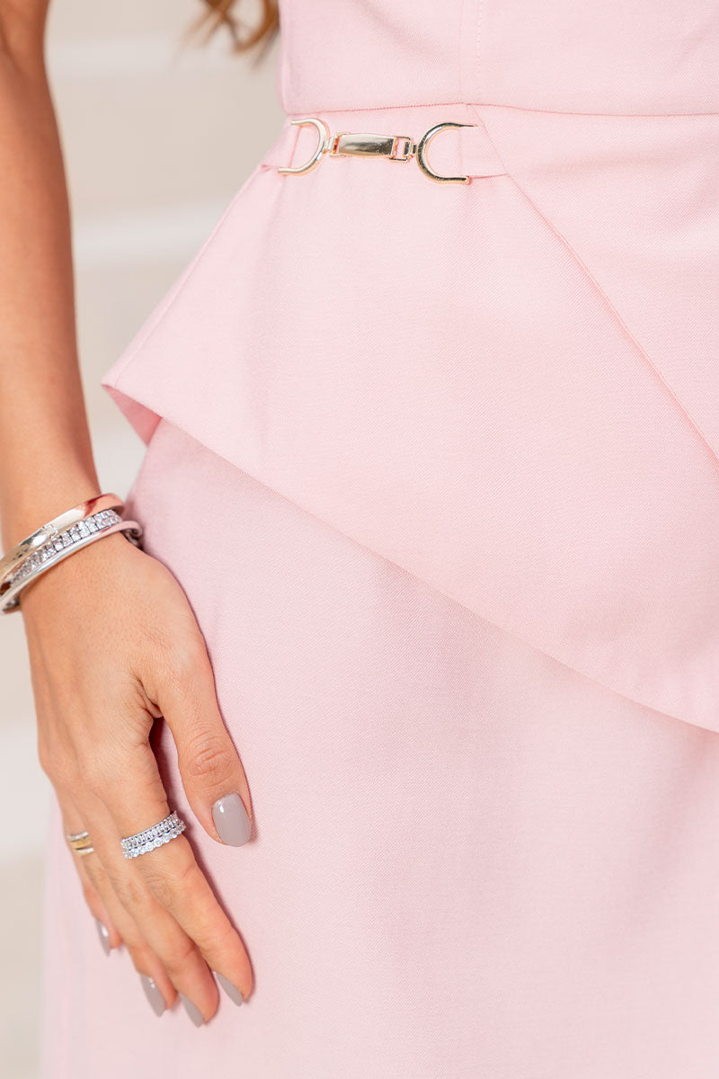 Vestido Tiffany  Curto Peplum - Rosa