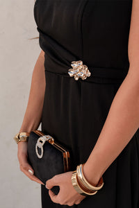 Vestido Fabricia Midi Com Alca e Detalhe Metal - Preto