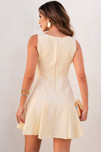 Vestido Greice Evasê Com Pregas e Zíper - Amarelo