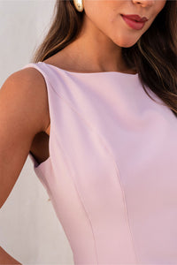 Vestido Greice Evasê Com Pregas e Zíper - Rosa