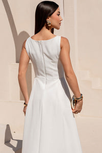 Vestido Eliza Longo Com  Zíper - Off White