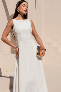 Vestido Eliza Longo Com  Zíper - Off White