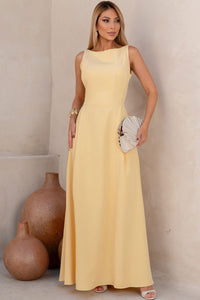 Vestido Eliza Longo Com  Zíper - Amarelo Claro