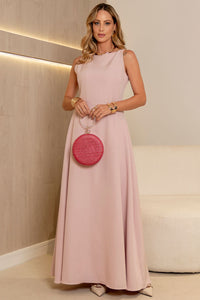 Vestido Eliza Longo Com Zíper - Rosa