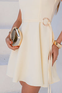 Vestido Luiza Decote V Com Detalhe Cinto - Amarelo