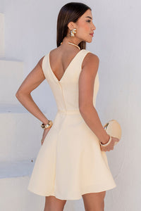 Vestido Luiza Decote V Com Detalhe Cinto - Amarelo