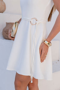 Vestido Luiza Decote V Com Detalhe Cinto - Off White