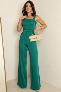 Macacão Kesia Longo Com Detalhe e Cinto - Verde