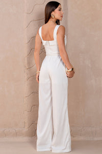 Macacão Kesia Longo Com Detalhe e Cinto - Off White