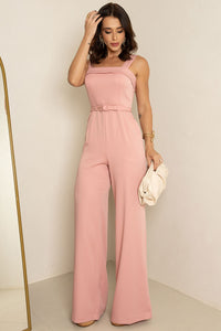 Macacão Kesia Longo Com Detalhe e Cinto - Rosê