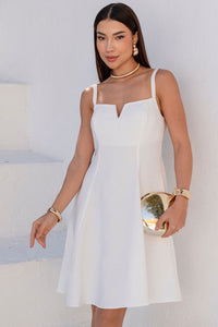 Vestido Lorena Evasê Com Alças Bolso - Off White