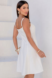 Vestido Lorena Evasê Com Alças Bolso - Off White