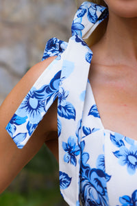 Vestido Isadora Estampado Midi Com Bolso - Azul