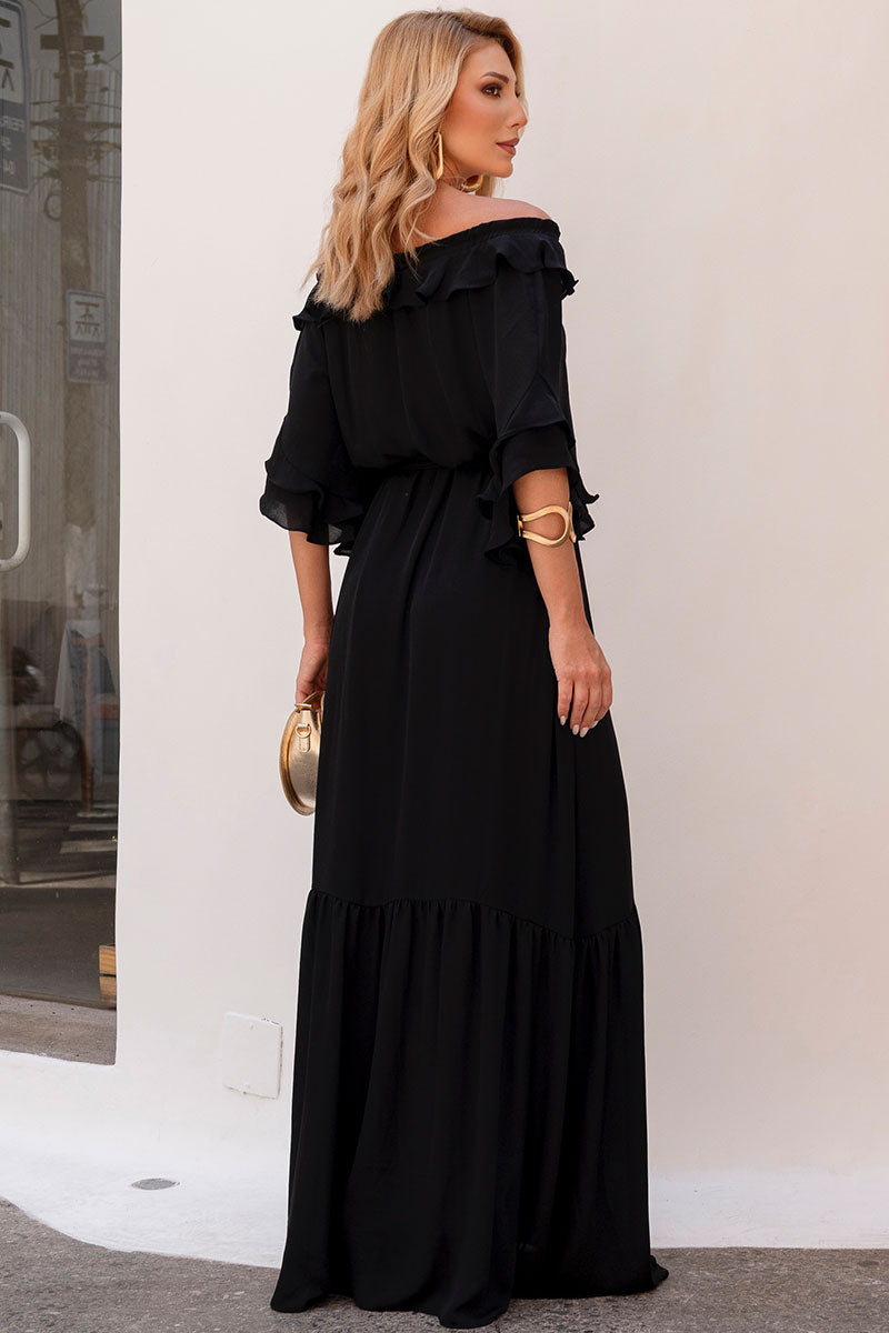 Vestido Lilian Longo Crepe Com Faixa - Preto