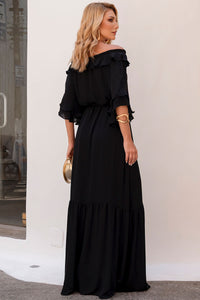 Vestido Lilian Longo Crepe Com Faixa - Preto