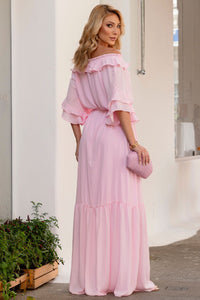 Vestido Lilian Longo Crepe Com Faixa - Rosa