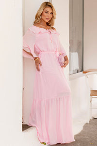 Vestido Lilian Longo Crepe Com Faixa - Rosa