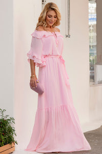 Vestido Lilian Longo Crepe Com Faixa - Rosa