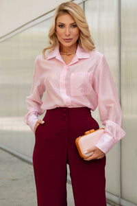 Camisa Samara Manga Longa Com Botão - Rosa