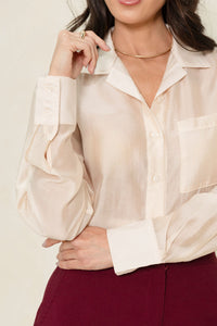 Camisa Samara Manga Longa Com Botão - Bege