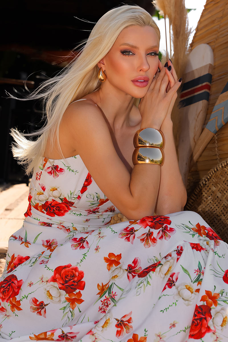 Vestido Graziela Longo Estampado Com Alça - Rosa