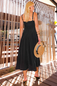 Vestido Paulina Com Pregas e Alça - Preto