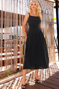 Vestido Paulina Com Pregas e Alça - Preto