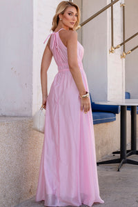 Vestido Micaela Longo Com Franzido na Cintura - Rosa