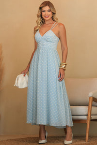 Vestido Salete Midi Poá Com Zíper nas Costas - Verde