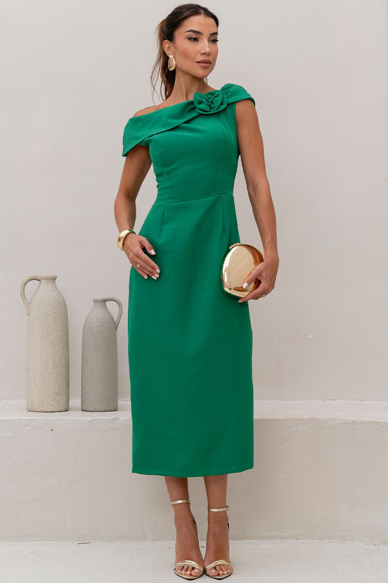 Vestido Leila Tubinho Com Detalhe Flor Na Gola - Verde