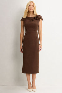 Leila Brown Scoop Neck Bodycon Midi Dress