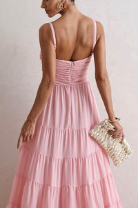 Vestido Maísa Longo Crepe Com Alça Detalhe Franzido - Rosa