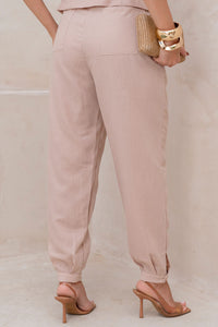 Conjunto Agnes Calça Com Blusa com Detalhe e Botões - Bege