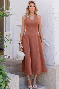 Vestido Sonia Decote V - Marrom