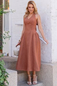 Vestido Sonia Decote V - Marrom