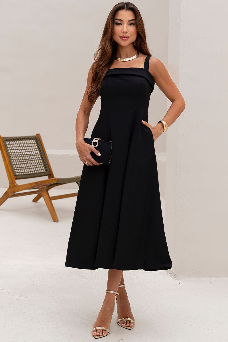 Vestido Teodora Com Alça, Bolso e Zíper - Preto