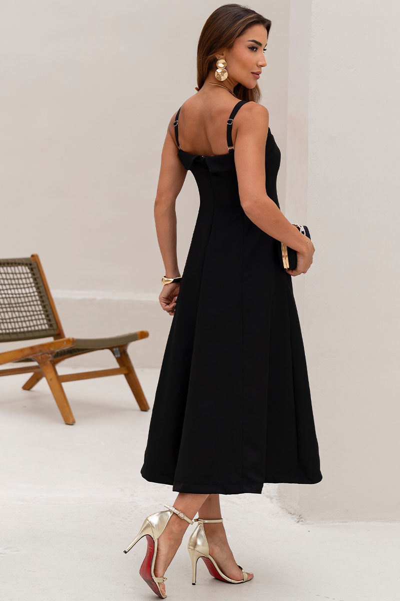 Vestido Teodora Com Alça, Bolso e Zíper - Preto