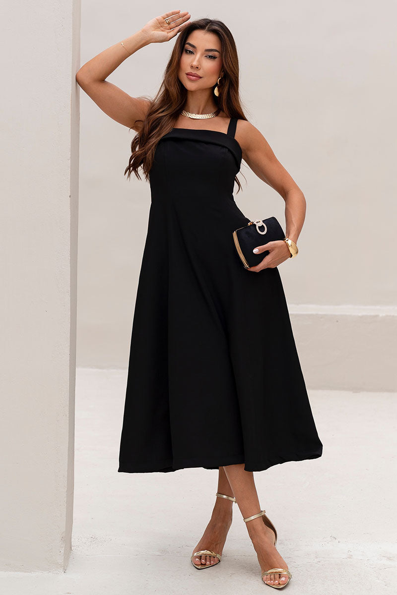 Vestido Teodora Com Alça, Bolso e Zíper - Preto