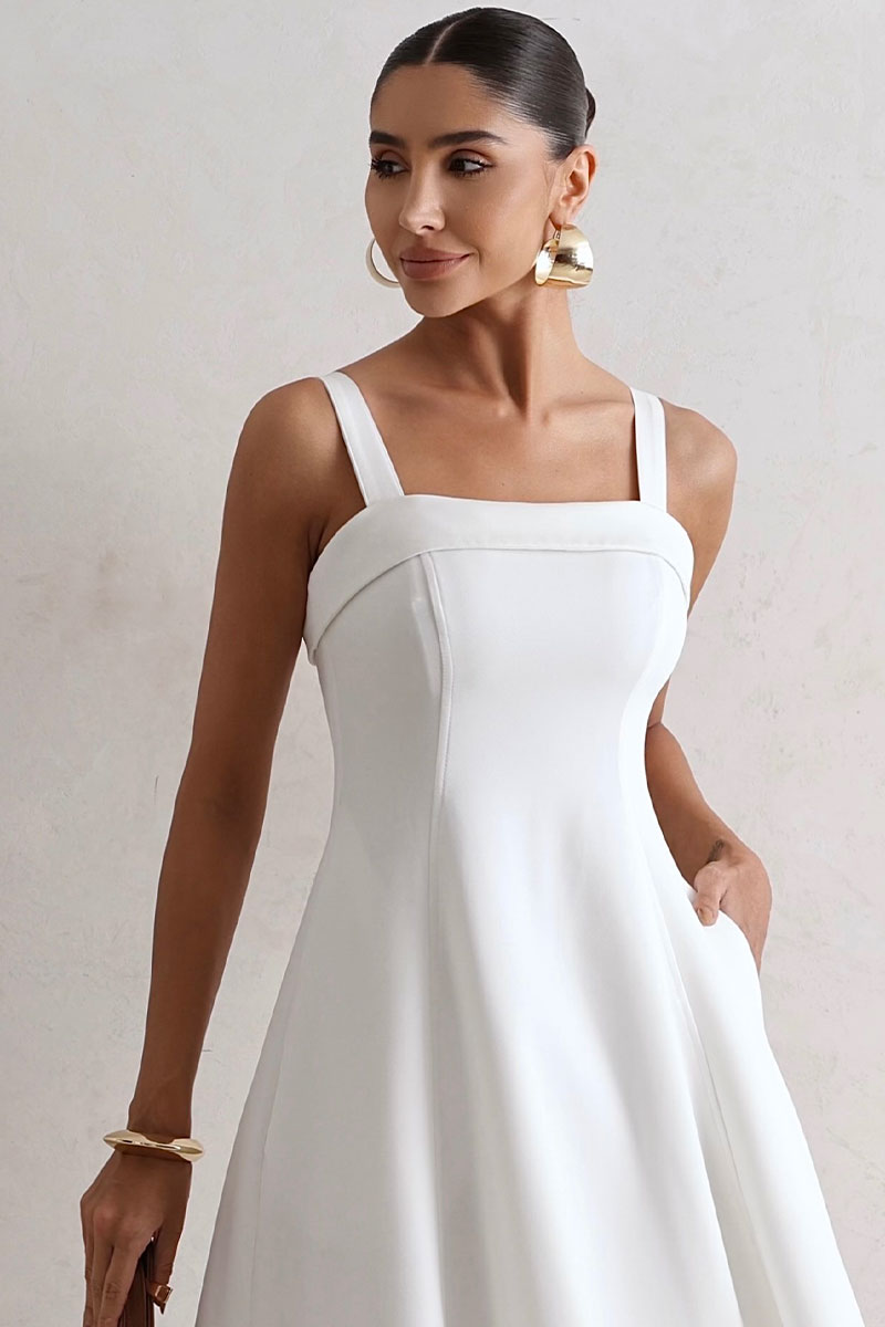Vestido Teodora Com Alça, Bolso e Zíper - Off White