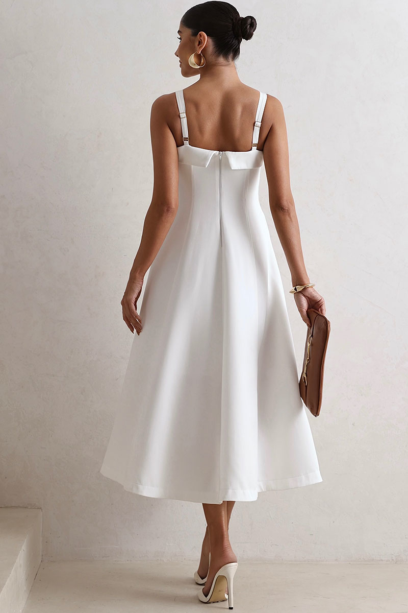 Vestido Teodora Com Alça, Bolso e Zíper - Off White