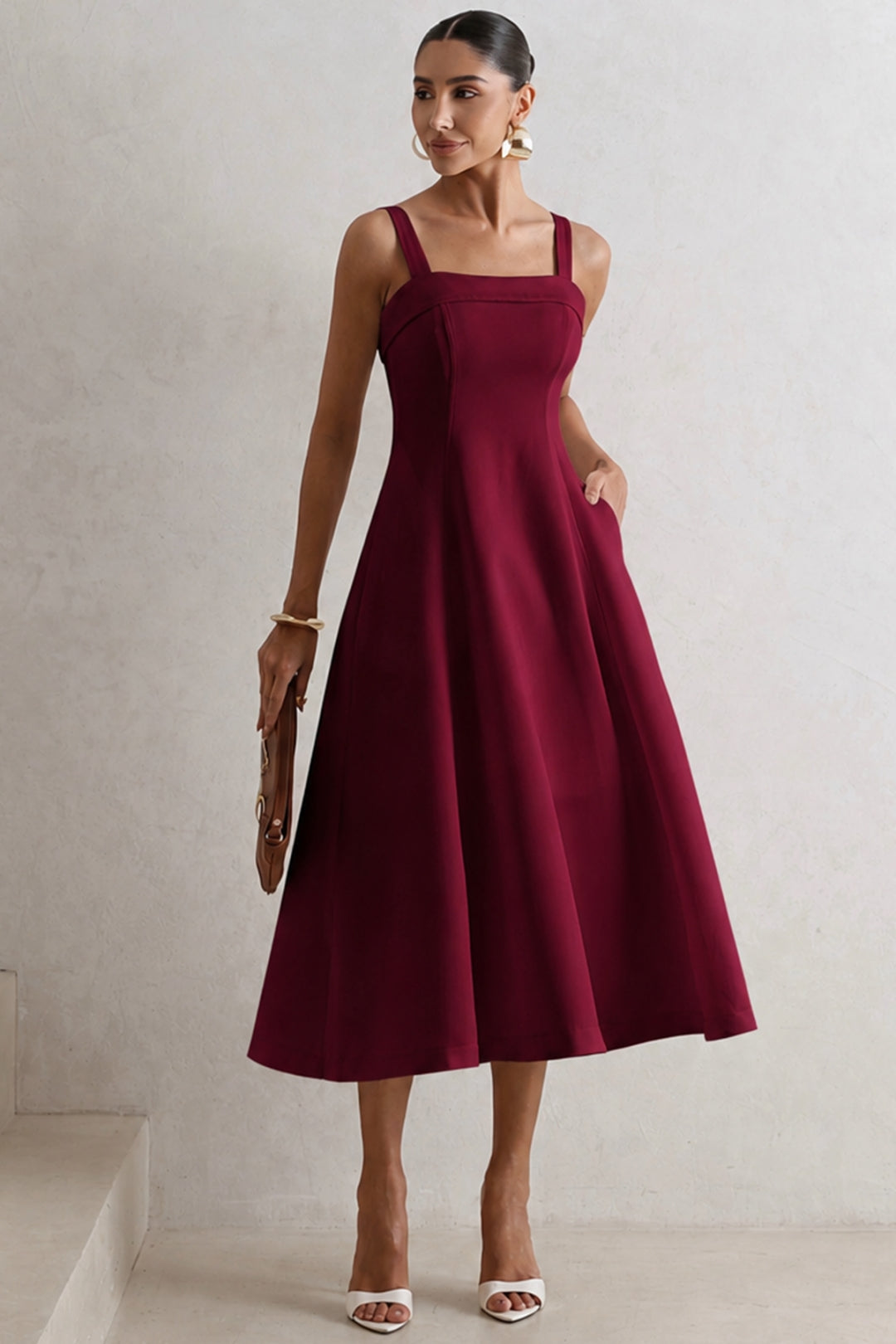 Vestido Teodora Midi - Bordô