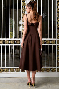 Vestido Teodora Com Alça, Bolso e Zíper - Marrom