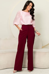 Blusa Ivana Manga Longa Com Prega Frente - Rosa