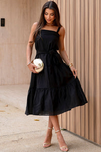 Vestido Felicia Com Alça e Faixa - Preto